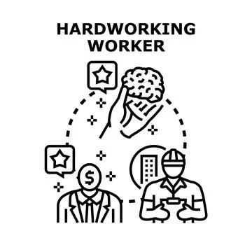 Hardworking worker valuing skill, effort, and contribution Stock Illustration