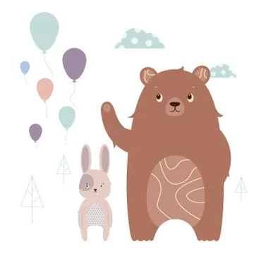 Hare and bear. イラスト素材