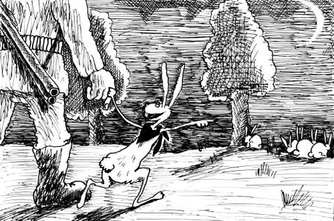 Hare And Hunter Stock Illustration