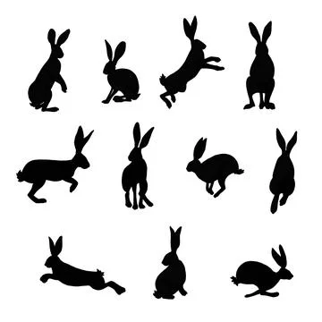 Hare and rabbit Set Isolated hand drawn Illustration Stock Illustration