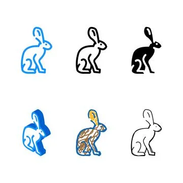 Hare animal color icon vector simplified Stock Illustration