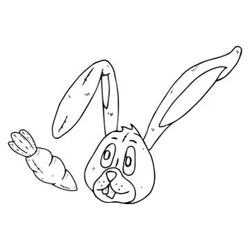 Hare with carrot toy icon. Vector illustration of a toy fabric hare with a so Stock Illustration