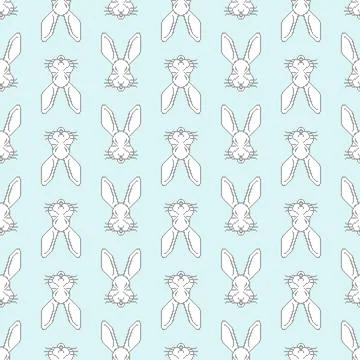 Hare face Pattern seamless . rabbit muzzle Background. Baby fabric ornament Illustrazione stock