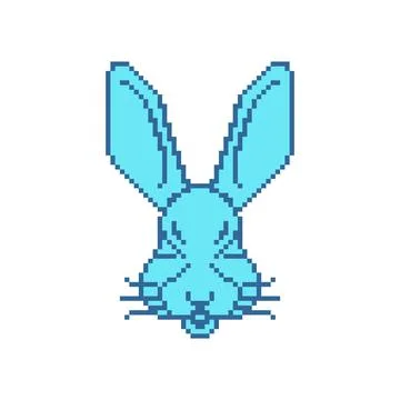 Hare face Pixel art. 8 bitrabbit muzzle pixelated Illustrazione stock