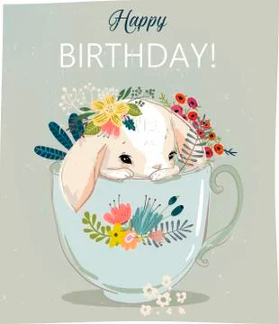 Hare with flowers Illustrazione stock