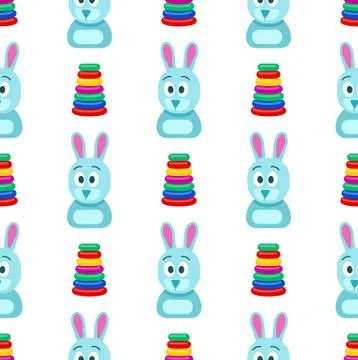 Hare with Funny Face and Pyramid Seamless Pattern Stockillustratie
