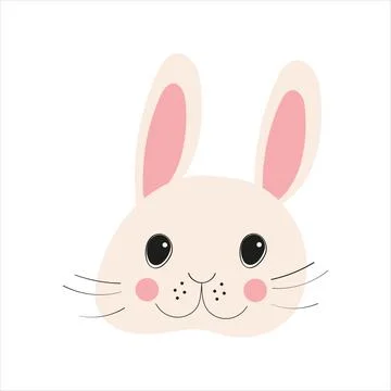 Hare head with pink ears on white background Stock Illustration