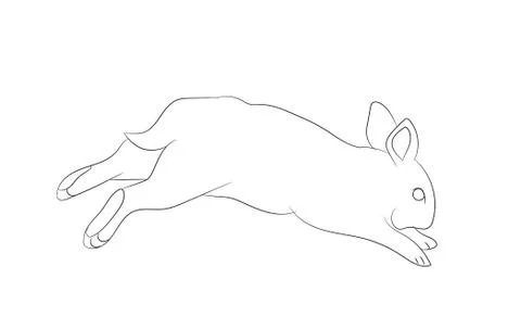 Hare jumping, lines, vector Illustrazione stock