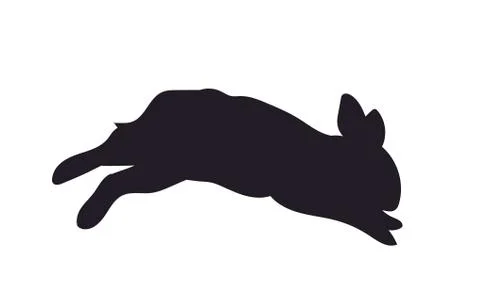 Hare jumping, silhouette, vector, Stock Illustration