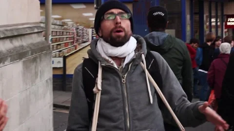 Hare Krishna devotees chant on street zoom in Stock Footage 45384508