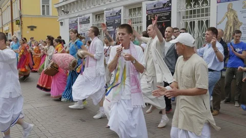 Hare Krishna Followers Singings March Editorial Photo - Image of