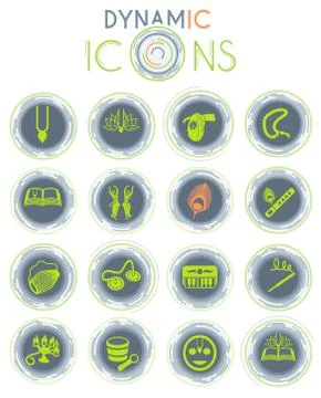 Hare krishna dynamic icons Stock Illustration
