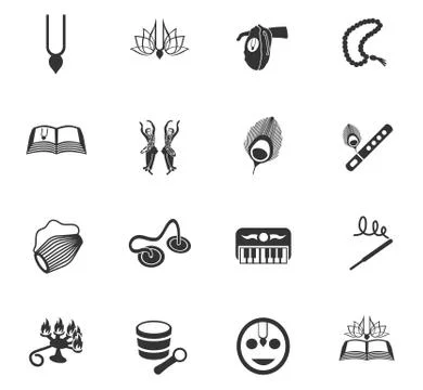 Hare krishna icon set Stock Illustration