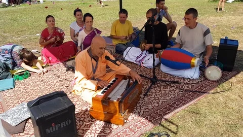 Hare Krishna Members Of The Group Of Religious Trends Within Vaishnavism Stock Footage 111560376