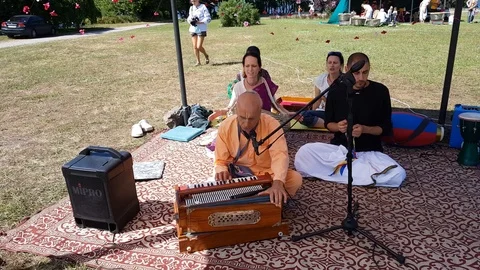 Hare Krishna Members Of The Group Of Religious Trends Within Vaishnavism Stock Footage 111560379
