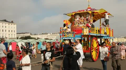 Hare Krishna Parade Stock Footage 12426578