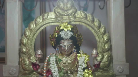 Hare Krishna statue at ceremony Stock Footage 60689853