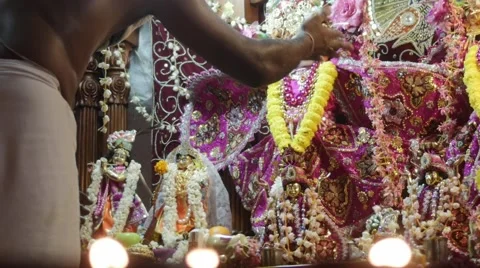Hare Krishna statues at temple Stock Footage 60657613