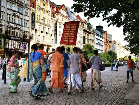 Hare Krishnas in the streets Stock Photos