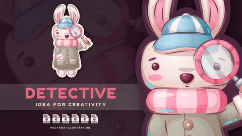 Hare is looking for evidence. Stock Illustration