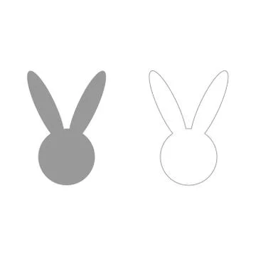 Hare or rabbit head  grey set  icon . Stock Illustration