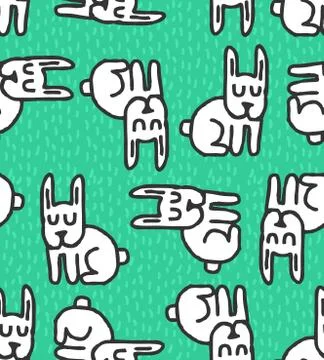 Hare pattern. rabbit Hand drawing ornament. Texture for childrens cloth Stock Illustration