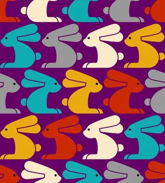 Hare pattern seamless. rabbit background. bunny texture vector Stock Illustration