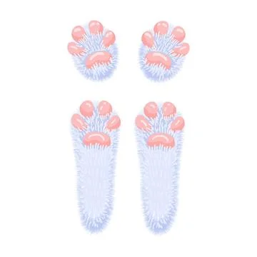 Hare paws concept. Cute and lovely rabbit feet. Isolated illustration on a white Illustrazione stock