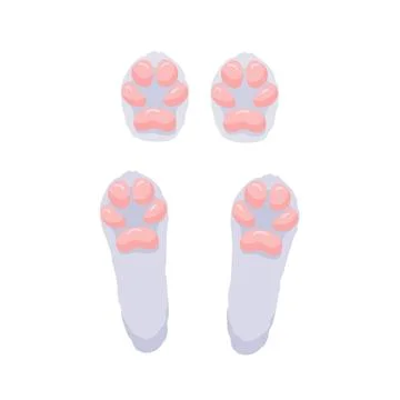 Hare paws concept. Cute and lovely rabbit feet. Isolated illustration on a white Stock Illustration