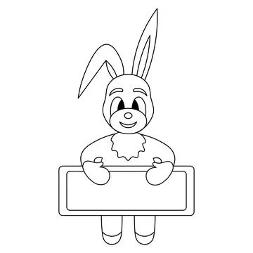 Hare. Rabbit holds in its paws holds an empty poster. Stock Illustration