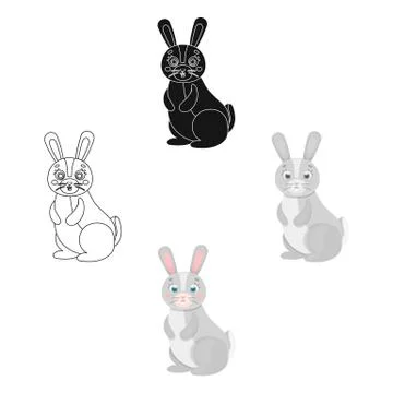 Hare, single icon in cartoon style.Hare, vector symbol stock illustration web. Stock Illustration