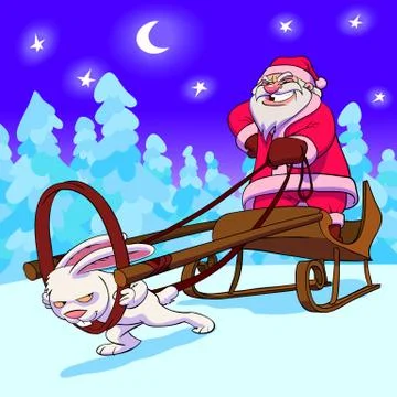 Hare sledge Illustrazione stock