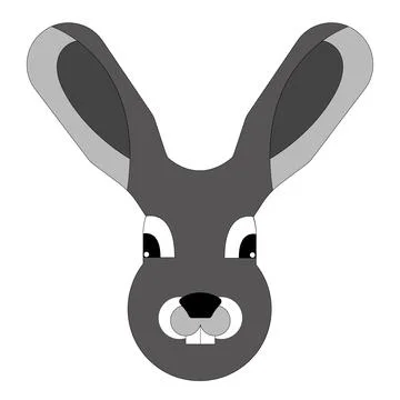 Hare snout geometric vector on white background. Gray hare. Stock Illustration