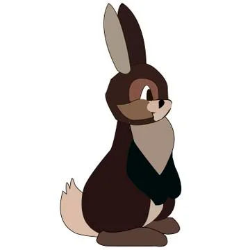 Hare stands on hind legs on white background Stock Illustration