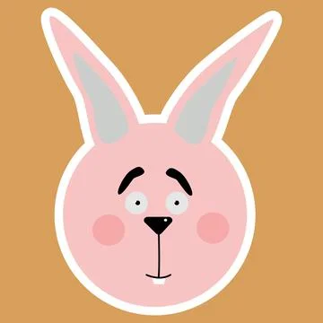 Hare. A sticker with the face of a hare. Illustrazione stock