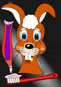 Hare toothbrush and toothpaste  Illustrazione stock