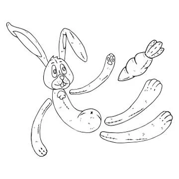 Hare toy icon. Vector illustration of a toy fabric hare. Hand drawn soft toy  Stock Illustration