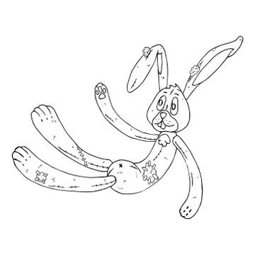 Hare toy icon. Vector illustration of a toy fabric hare. Hand drawn soft toy  Stock Illustration