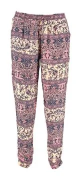 Harem pink pants with pattern. High cut harem pants. Stock Photos