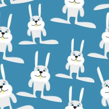 Hares and rabbits seamless pattern. Vector background of animals Illustrazione stock