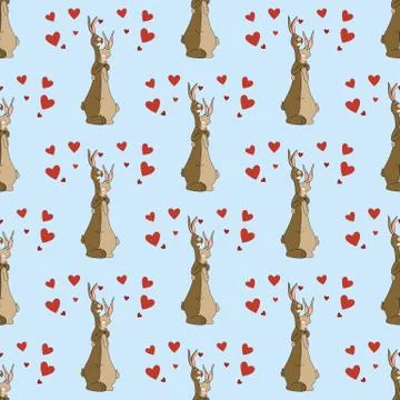 Hares in love seamless pattern Illustrazione stock