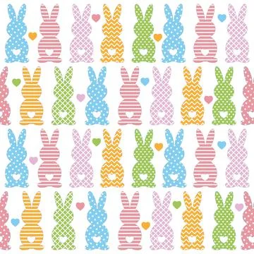 Hares pattern with an ornament, color vector illustration Stock Illustration