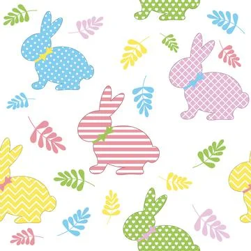 Hares pattern with an ornament, color vector illustration Stock Illustration