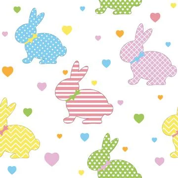 Hares pattern with an ornament, color vector illustration Stock Illustration