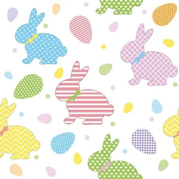 Hares pattern with an ornament, color vector illustration Stock Illustration
