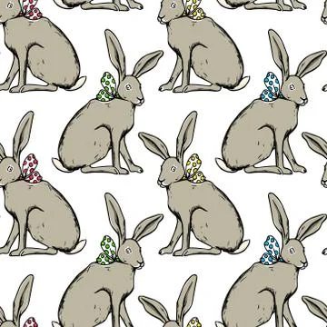 Hares seamless pattern Stock Illustration