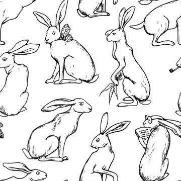Hares seamless pattern Illustrazione stock