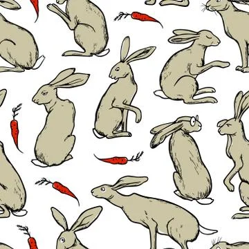 Hares seamless pattern Illustrazione stock
