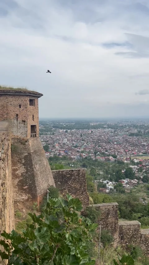 Hari Parbat Fort Different Side View Overlooking Srinagar Kashmir 4K Vertical Stock Footage 340123212