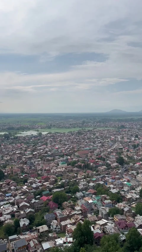 Hari Parbat Fort  Srinagar City Panorama, Kashmir Stock Footage 340086830